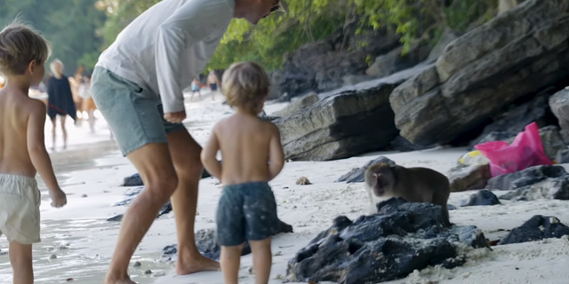 Riley Whitelum, one half of the influencer couple behind the account Sailing La Vagabonde, faced off with monkeys in Thailand after they went after his kids.