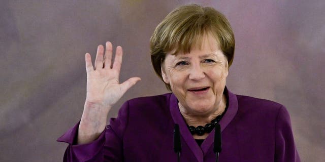 Former German Chancellor Angela Merkel speaks after she was awarded the Grand Cross at the Bellevue presidential palace in Berlin on April 17, 2023.