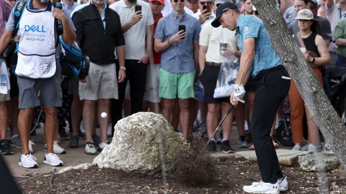 Jordan Spieth plays his shot on the seventh hole during day two of the World Golf Championships-Dell Technologies Match Play at Austin Country Club on March 23.