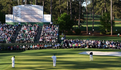 Patrick Cantlay hits his putt on the 15th green during the final round on Sunday.