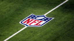 INGLEWOOD, CALIFORNIA - OCTOBER 03: A general view of the NFL logo on the field is seen before the game between the Arizona Cardinals and the Los Angeles Rams at SoFi Stadium on October 03, 2021 in Inglewood, California. (Photo by Katelyn Mulcahy/Getty Images)