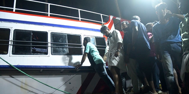 A photo of the capsized boat in India's Kerala state