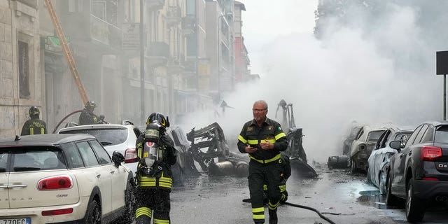 Firefighters respond to explosion in Milan, Italy