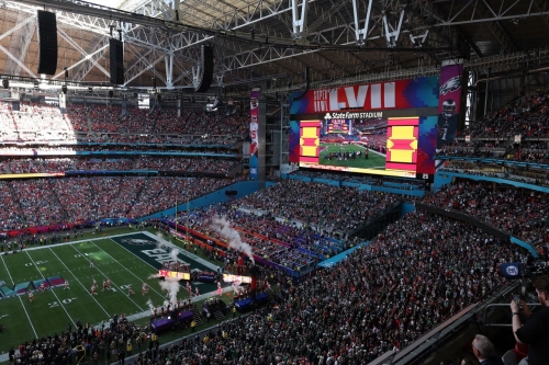 The Chiefs take the field before the game.