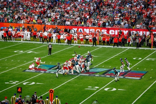Butker missed a 42-yard field goal attempt in the first half. It bounced off the left upright.