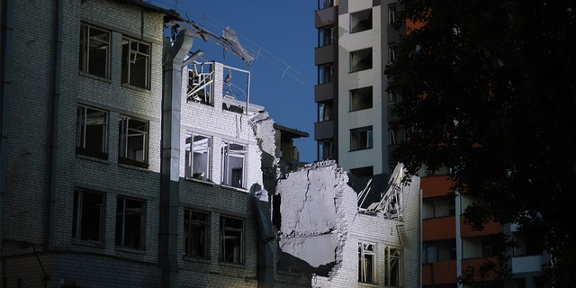 Building damaged by falling drone
