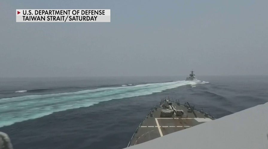 Chinese ship cuts it close with US destroyer in Taiwan Strait