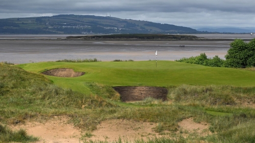 HOYLAKE, ENGLAND - JULY 19: A general view across the 17th hole during a practice round prior to The 151st Open at Royal Liverpool Golf Club on July 19, 2023 in Hoylake, England. (Photo by Stuart Franklin/R&A/R&A via Getty Images)