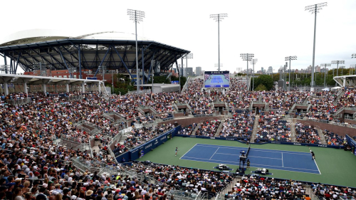 Tennis - U.S. Open - Flushing Meadows, New York, United States - August 29, 2023 General view of Britain's Andy Murray in action during his first round match against France's Corentin Moutet REUTERS/Mike Segar