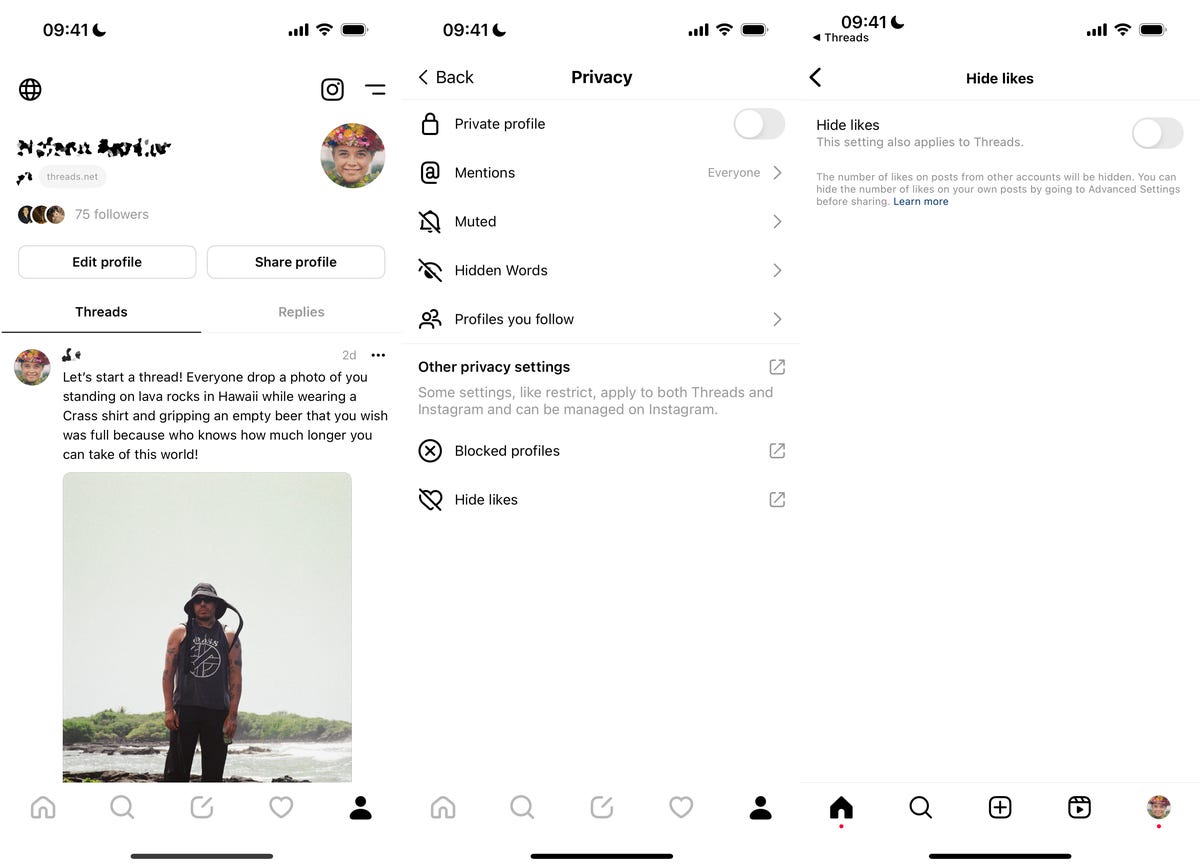 Settings you can find in the Threads app