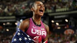 Athletics - World Athletics Championship - Women's 100m Final - National Athletics Centre, Budapest, Hungary - August 21, 2023 Sha'carri Richardson of the U.S. celebrates winning gold REUTERS/Aleksandra Szmigiel     TPX IMAGES OF THE DAY     