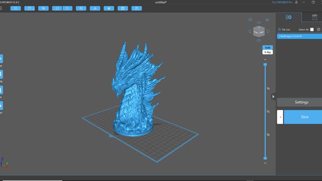 Dark blue software with bright blue dragon in the center