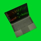 Razer Blade 14 2021 open, angled to the right and viewed from above