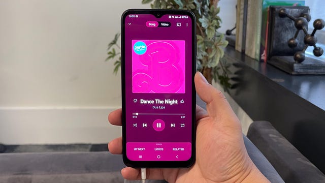 Samsung Galaxy A14 5G running YouTube Music