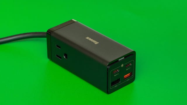 Baseus Powercombo 65W Power Strip with USB charging ports and grounded outlets