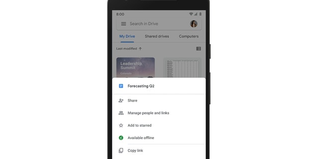 Screenshot of Google Drive.