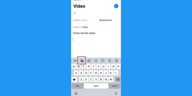 Screenshot of the iOS email screen.