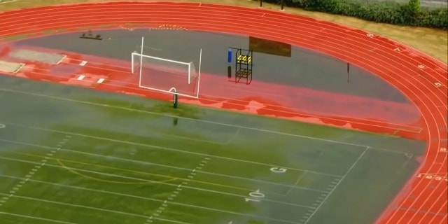 California football field with water