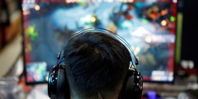 Man playing video game