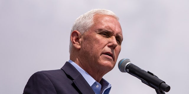 Republican presidential candidate and former U.S. Vice President Mike Pence speaks