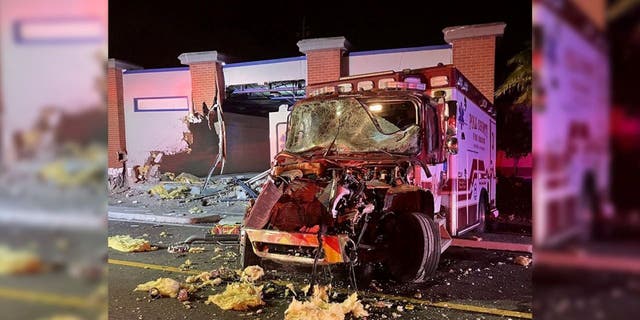 Wrecked Polk County Fire Rescue ambulance