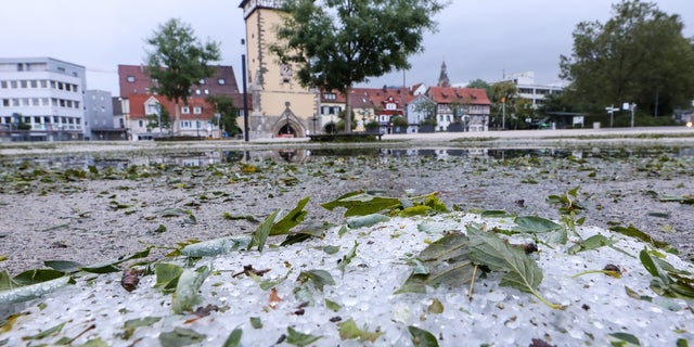 hail from summer storm on ground in Germany