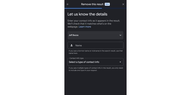 Google remove personal info