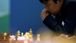 Rameshbabu Praggnanandhaa of India competes against Parham Maghsoodloo of Iran in Round 11 of the Masters Tata Steel Chess Tournament 2023 on January 27, 2023. 