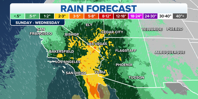 Rain forecast in the West