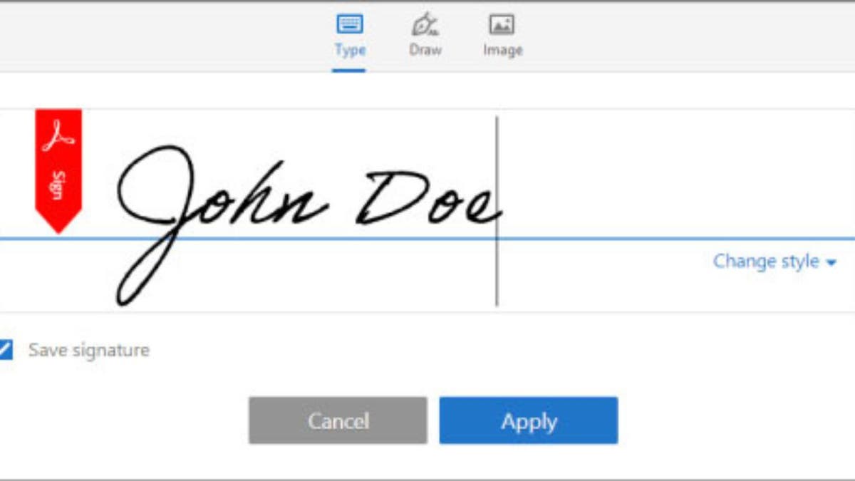 Screenshot of an e-signature.