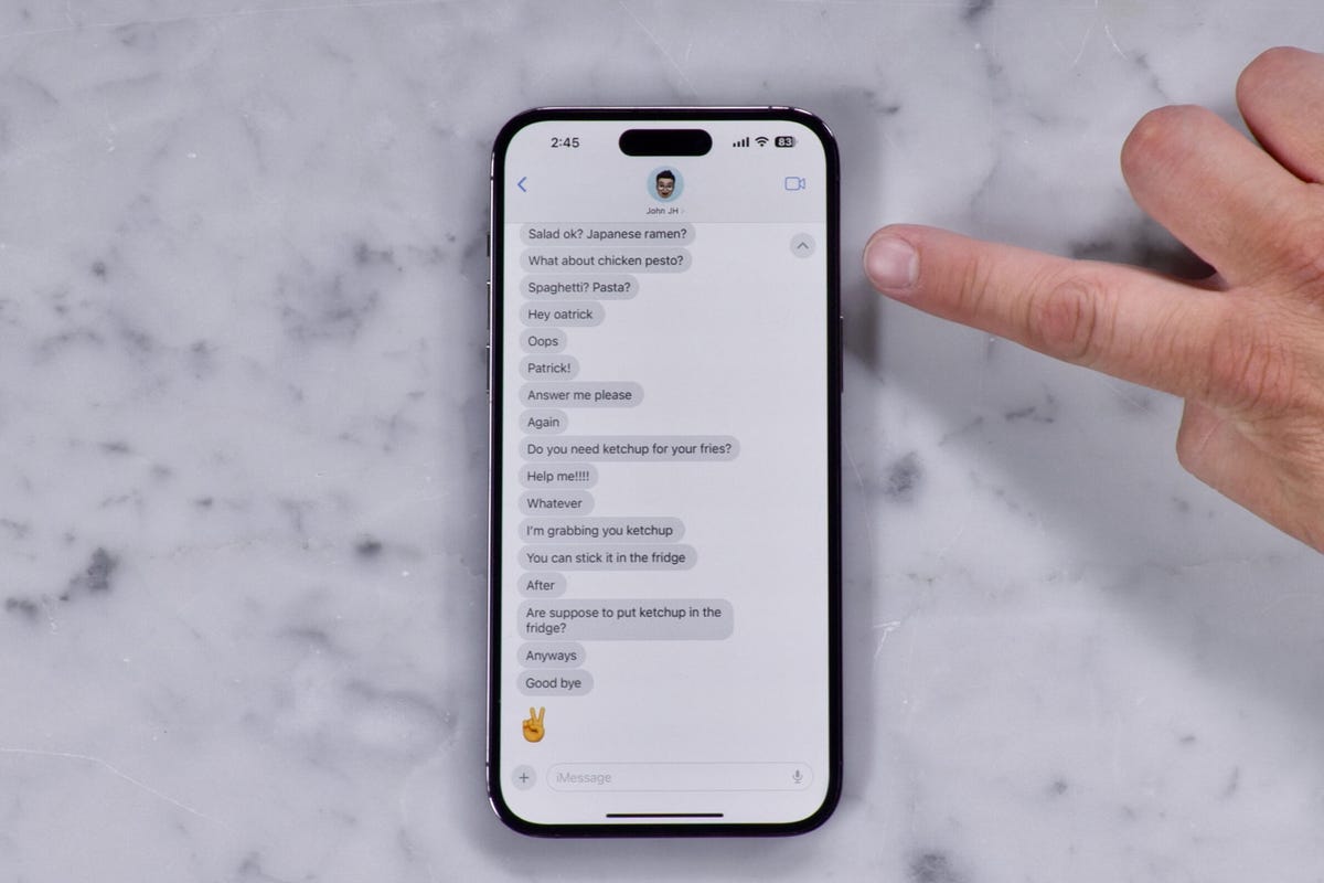 And iPhone with a long Messages thread