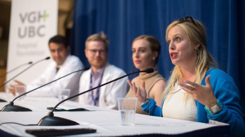 MoCrazy speaking at a news conference at Vancouver General Hospital on July 19, 2016. 