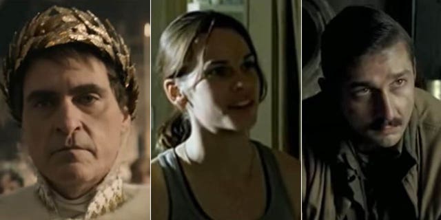 joaquin phoenix in napoleon hilary swank in million dollar baby shia labeouf in fury
