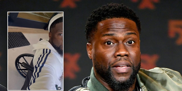 Kevin Hart is in a wheelchair following injuries
