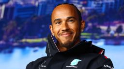 MELBOURNE, AUSTRALIA - APRIL 01: Lewis Hamilton of Great Britain and Mercedes looks on from the fan stage prior to final practice ahead of the F1 Grand Prix of Australia at Albert Park Grand Prix Circuit on April 01, 2023 in Melbourne, Australia. (Photo by Mark Thompson/Getty Images)