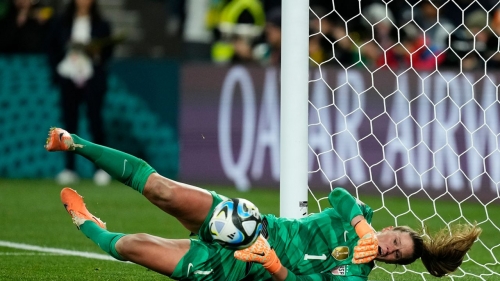 US keeper Alyssa Naeher during their loss to Sweden at the Melbourne Rectangular Stadium on August 6, 2023 in Melbourne, Australia.