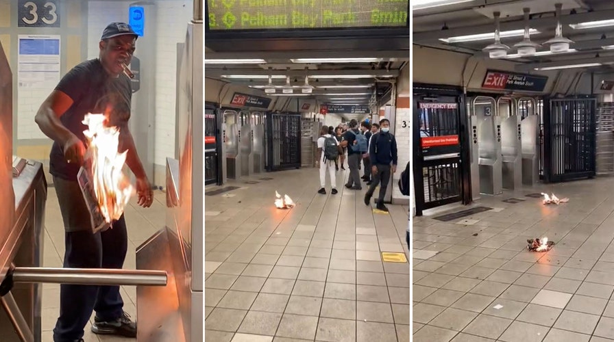 Man in NYC subway lights newspapers on fire, throws at school children