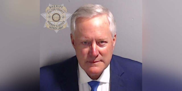 Mark Meadows' mugshot, taken at the Fulton County Jail.