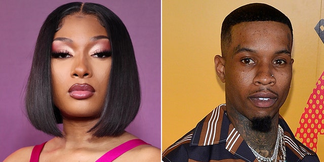 Megan Thee Stallion wears pink dress next to Tory Lanez in red carpet photos