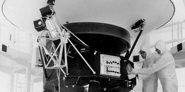 The "Sounds of Earth" record is mounted on the Voyager 2 spacecraft