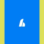 screenshot of blue and white hiatus app logo on phone against yellow backdrop