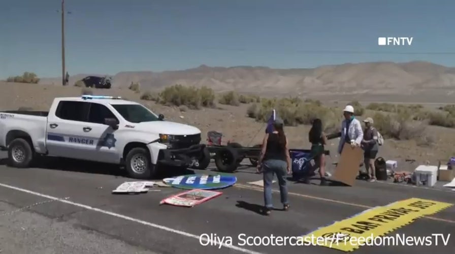 Chaotic footage shows police breaking up Burning Man climate protest