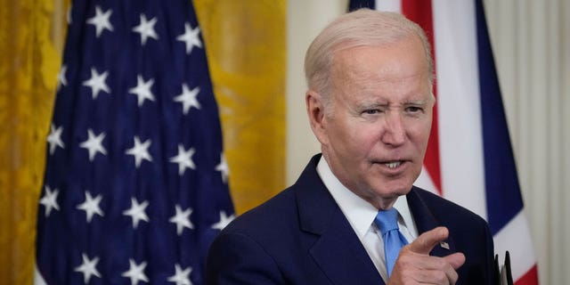 President Biden pointing