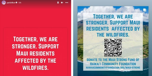 Paris Hilton social media shares Maui relief suggests
