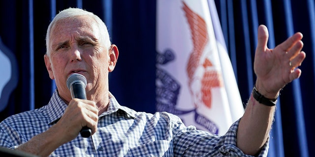 Former Vice President Mike Pence speaks at Iowa State Fair