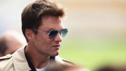 BIRMINGHAM, ENGLAND - AUGUST 12: Tom Brady, Former NFL Quarterback looks on prior to the Sky Bet Championship match between Birmingham City and Leeds United at St Andrews (stadium) on August 12, 2023 in Birmingham, England. (Photo by Cameron Smith/Getty Images)