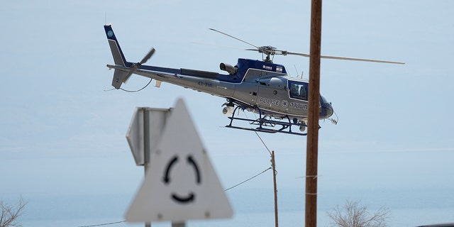 A helicopter in the air