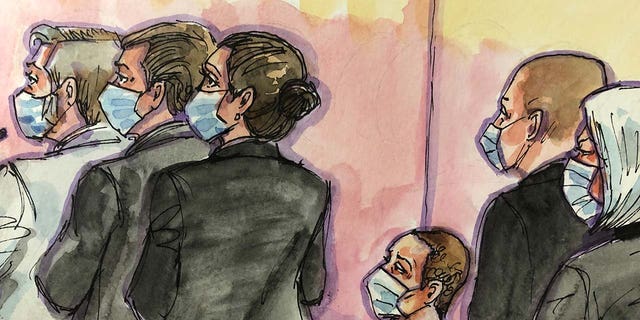 A court sketch depicts Nima Momeni’s arraignment in San Francisco