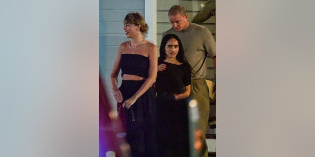 Taylor Swift, Zoe Kravitz and Channing Tatum exiting a restaurant