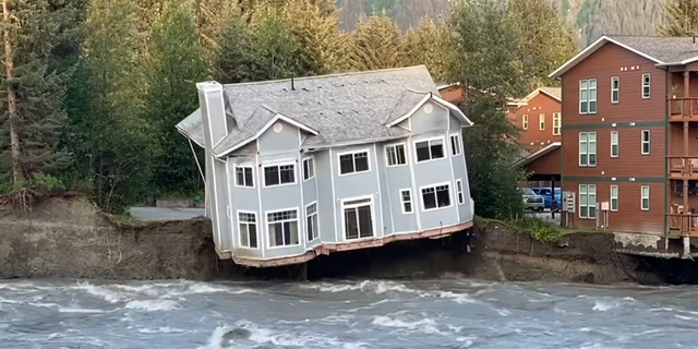 House on banks of Mendenhall River in Alaska
